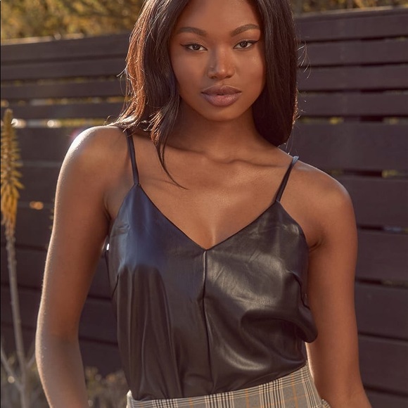 *NEW* Black Vegan Leather Cami Top - Picture 6 of 6